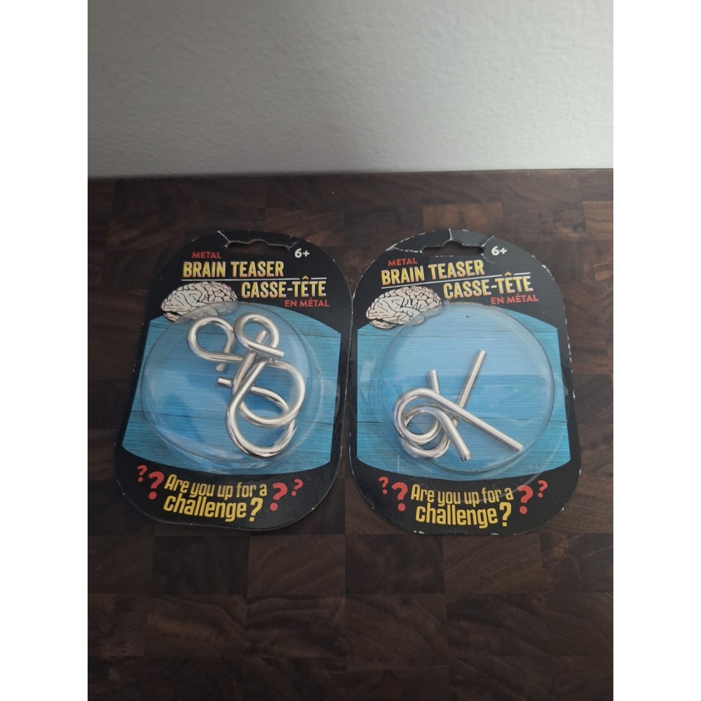 Lot of 2 Greenbrier Metal Brain Teaser Puzzles Wire Interlocking Mind Challenge
